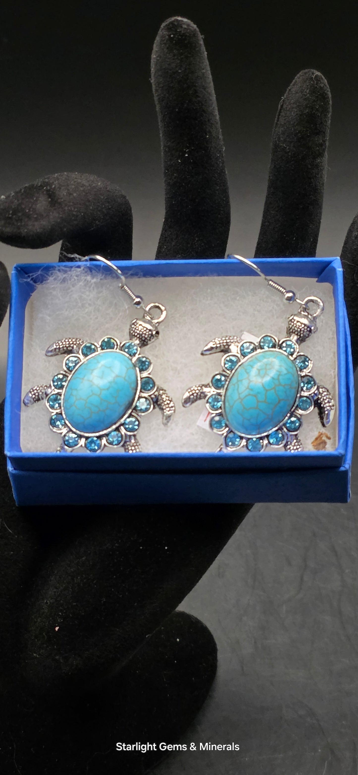 Silver Plated, Turquoise Turtle Earrings!